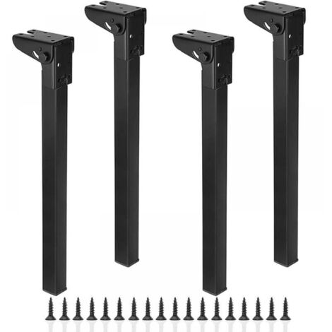 Lot de 4 pieds de meubles pliables noirs pour table d'ordinateur portable, pieds de rechange pour table basse, pour lit, armoire, canapé (200 mm)