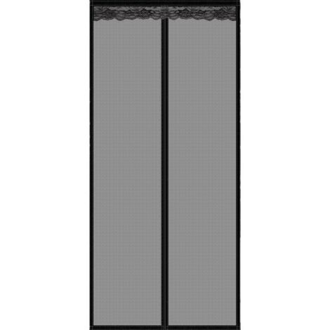 Moustiquaire magnétique pour porte 120 x 220 cm, rideau magnétique à mailles ultrafines avec fermeture automatique, convient aux portes de balcon, de cave et de terrasse, noir (1/5)