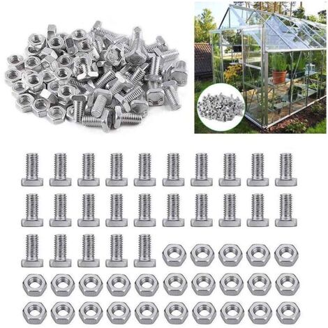 50 Pièces Noix de Serre et Boulons de Serre pour l'installation et la Fixation Serre (1/5)