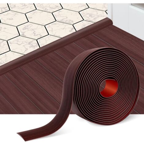 Bande de transition auto-adhésive pour parquet stratifié, 5 cm de large, séparateur plat, élégant motif grain de bois (1 mètre). (1/5)