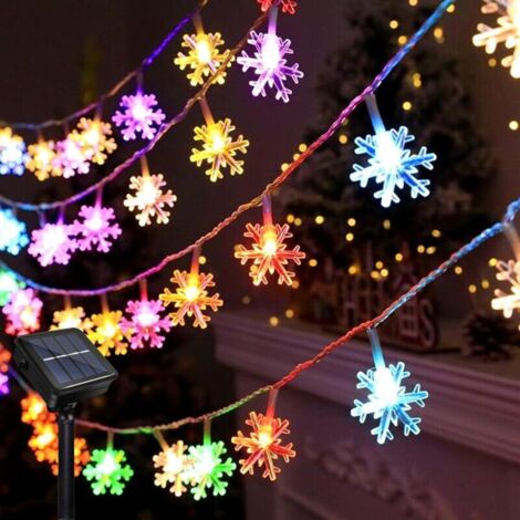 Lumières colorées d'extérieur à énergie solaire, 12 mètres, 8 modes, 100 LED, étanches, adaptées aux mariages, jardins, fêtes de Noël (1/5)