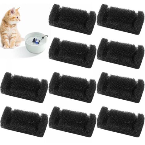 Lot de 10 filtres pour fontaine à eau pour chat, filtres en éponge pour fontaine à eau pour chat, remplacements d'éponge filtrante, fournit de l'eau potable propre aux chats (1/5)