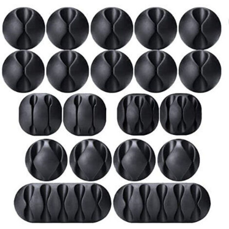 20 Pièces Cable Clips Support de Câble, Ensemble d'Organisateur de Câbles de Gestion de Câbles Polyvalent pour Bureau, Câble d'Alimentation, Câble de Chargement USB, Chargeurs, Câble Audio (1/5)