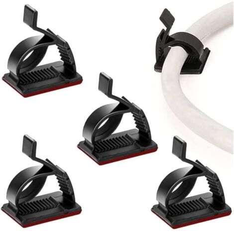 Lot de 50 clips de gestion de câbles réglables, organiseurs adhésifs, clips de câbles adhésifs, support de câbles pour téléviseur, PC, Ethernet, sous le bureau, mur, maison, bureau (1/5)