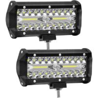 2 pièces 7 pouces LED travail lumière 120W projecteur 12V/24V voiture travail lumière 6000K 15000LM antibrouillard
