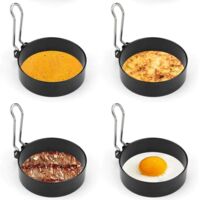 4 Pièce Anneau d'Oeuf En Acier Inoxydable, Moule à Oeufs Frits, Œuf Poché Rond, pour Oeufs Au Plat, Rouleaux d'Oeufs, Steaks, Crêpes Forme de Crêpes Aux Oeufs Frits
