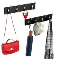 2 packs de porte-manteaux muraux avec 4 crochets pour accrocher des manteaux au mur (noir)