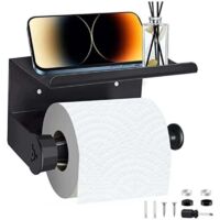 Vtizikl Portarrollos de papel higiénico de pared con estante, portarrollos adhesivo para baño, portarrollos de pared sin taladrar, portarrollos - Negro mate
