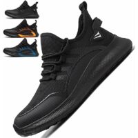 Vtizikl Zapatos de seguridad con punta de acero para hombre y mujer: ligeros, cómodos y resistentes a impactos y perforaciones, color negro - 43