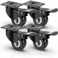 Vtizikl ruedas giratorias silenciosas de 50 mm, ruedas para muebles con freno, ruedas resistentes, capacidad de carga de 400 kg, ruedas para transporte de palés de muebles (negras)