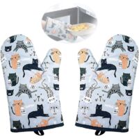 Vtizikl Gants de cuisine en coton (paire), résistants à la chaleur, pour la cuisson, les grillades et le barbecue.