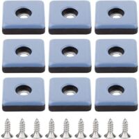 Vtizikl 24 patas de teflón para muebles, patas de silla de 25 mm con tornillos, patas cuadradas con tornillos, aptas para sillas de oficina y baldosas de madera.