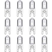 Vtizikl Lot de 12 ampoules halogènes G9 40 W 230 V, dimmables 0-100 %, 480 lm, blanc chaud 2700 K, sans scintillement, culot G9 à double broche, pour four, lustre, éclairage de jardin, éclairage de pl