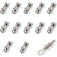Vtizikl Lot de 12 serre-câbles doubles en acier de 1 mm², connecteur de serre-câble en acier inoxydable, pince de fixation pour câble de frein, utilisée pour les câbles en acier de 1 mm².