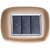 Vtizikl Placca Oval 3 4 6 Moduli Colore Oro Compatibile Con Bticino Axolute - -3 fori -