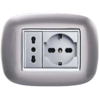 Vtizikl Placca Oval 3 4 6 Moduli Colore Silver Compatibile Con Bticino Axolute - -3 fori -