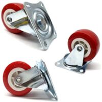 Vtizikl 4 Ruote In Gomma Ricambio Per Carrello Mobili Con Piastra Girevole Rosso 40mm -