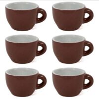 Vtizikl Servizio Set 6 Tazzine Da Caffe Tazzina Bassa In Ceramica Marrone Da Cucina -