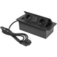 Prise encastrée avec 2 prises USB 2 Euro prise de table polyvalente Aluminium Noir