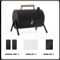 Parrilla de carbón portátil con tapa y chimenea, parrilla de barbacoa de doble cara, barbacoa de mesa para acampar al aire libre, cocinar en el jardín (color: negro)