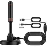 Antenne TV HD numérique - Comprend une base magnétique et un câble coaxial - Antenne TV Antenne TV terrestre - Intérieure ou extérieure