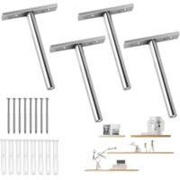 Support Etagere Invisible, Fixation Invisible pour Étagère Mural en Bois, Supports en Métal pour Étagère Flottante, Etagere Murale Fixation Invisible avec Vis de Montage pour bricolage(100MM, 4PCS)