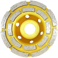 Disque Diamant, Diamant à Meuler Béton 100 x 22,2 mm Double Rangée, Meule Diamantée Universelle pour Poncer Béton, Pierre, Granit Chape, Maçonnerie, Usage Universel(Jaune)