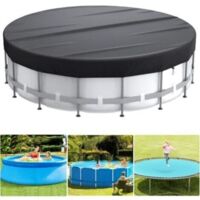 Couverture de piscine, couverture de piscine solaire ronde de 10 pieds pour piscines hors sol, couverture de bain à remous avec boucle de mise à niveau, corde et clous au sol pour améliorer la