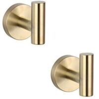 Lot de 2 patères en acier inoxydable SUS 304 doré brossé pour salle de bain