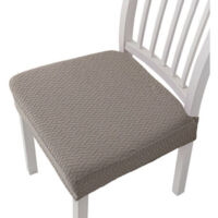 4 Pcs Removable and Washable Jacquard Dining Chair Cushion Cover - Taupe, solid colour stretch chair cover cover, hotel home dining chair cover