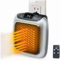 Wall Outlet Plug In Heater – Portable Indoor Ceramic Space Heater w/Adjustable Thermostat, 12-Hour Timer, Auto Shut Off, Quiet – Plug In Wall for Office, Bedroom, Camping