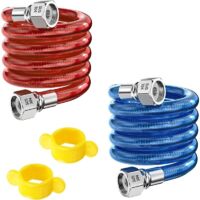 2 Pièces Tuyaux D'entrée Flexibles en Acier Inoxydable 304, G1/2" Connecteurs de tuyau pour Chauffe-Eau Eau Chaude et Froide, 30CM