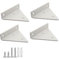 Lot de 4 supports d'étagère blancs, fixations invisibles pour étagères flottantes en bois, vis et chevilles incluses.