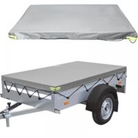 Bâche plate pour remorque - 214x122x10cm - 420 D - Étanche à la poussière - Pour remorque de 750 kg - Gris