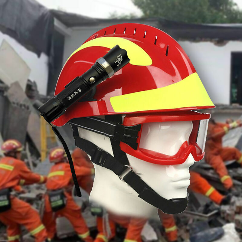Casque De Sécurité Pompier Avec Phares Et Lunettes Fermés - Équipement De Protection Haute Température Pour Sauvetage, Incendie, Course Extérieure Et Camping