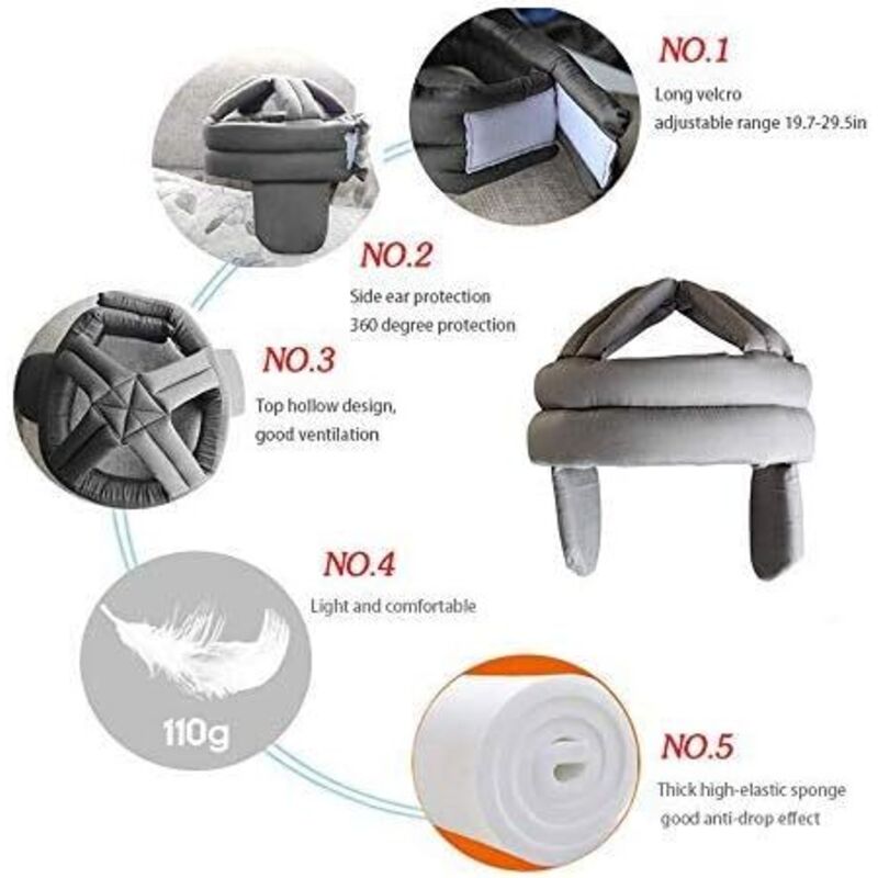 Casque De Protection Anti-Chute Pour Senior – Capuchon Réglable Éponge Respirante 50-75 Cm, Sécurité Quotidienne