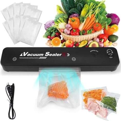 Machine à emballer sous vide, machine à emballer sous vide électrique automatique pour aliments, mini machine à emballer sous vide pour aliments secs et humides, gadgets de cuisine pratiques-(noir) (1/4)