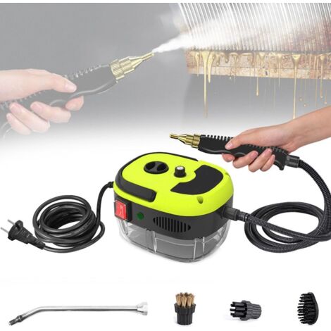 Nettoyeur vapeur portatif, 1 500 W, jet haute température, désinfectant (ensemble de 4 pièces), bouton mécanique, blanc (1/4)