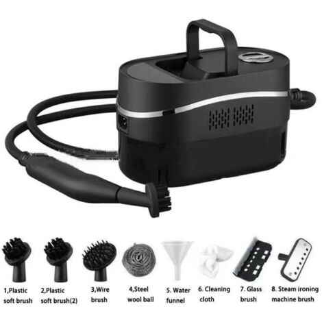 Nettoyeur vapeur portatif, nettoyeur vapeur haute pression haute température pour la maison, nettoyeur vapeur multifonction portable 1,2 L, pour la maison, la climatisation--noir (1/4)