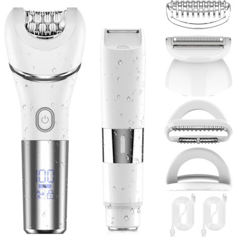 Épilateur électrique de bikini pour femme, épilation 4 en 1 pour le visage, le menton, les bras, les jambes, les aisselles, tondeuse de bikini, étanche IPX7, rechargeable par USB, rasoir pour femme