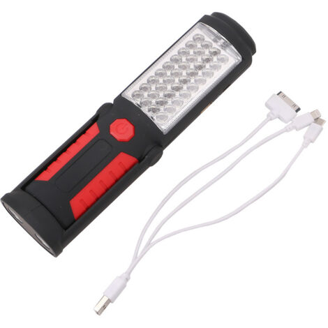 Lampe de travail d'urgence 36 + 5 LED, rechargeable par USB, avec support magnétique, lampe de réparation automobile, lampe d'inspection, lampe torche (1/4)