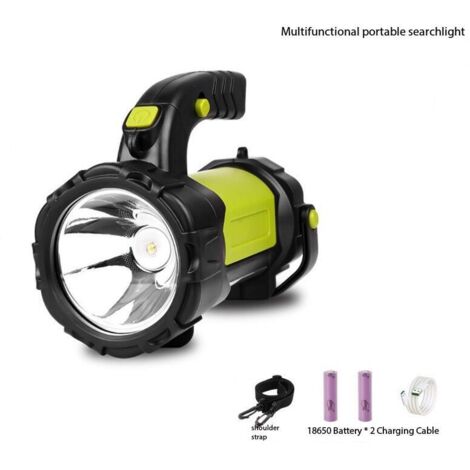 Lampe torche LED rechargeable USB puissante de mAh avec lumière latérale, lampe torche étanche pour randonnée d'urgence, chasse en camping (avec lumière latérale) (1/4)
