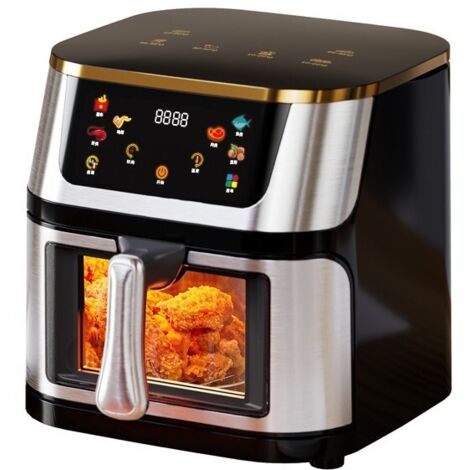 Friteuse à Air Chaud 10L - 1350W - Sans Huile - Cuisson Intelligente 2024 - Noir