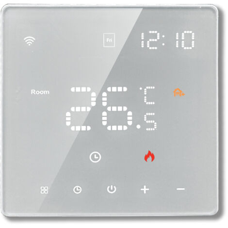 Thermostat pour Plancher Chauffant Intelligent WiFi , Thermostat de Chauffage Électrique Domestique Intelligent avec Contrôle Vocal, Écran Couleur LED Blanc