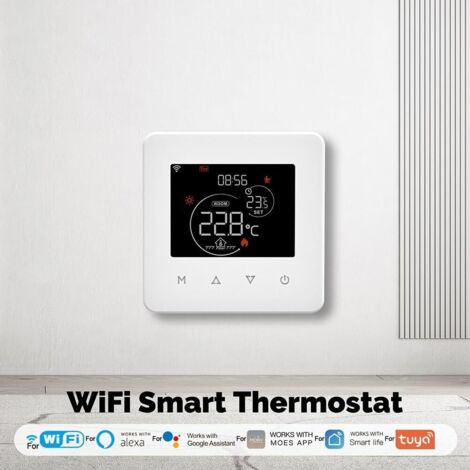 Thermostat intelligent WiFi activé pour commande vocale Tuya Planification hebdomadaire pour la gestion à distance de la température Chaudières électriques à gaz Chauffage au sol (chauffage de