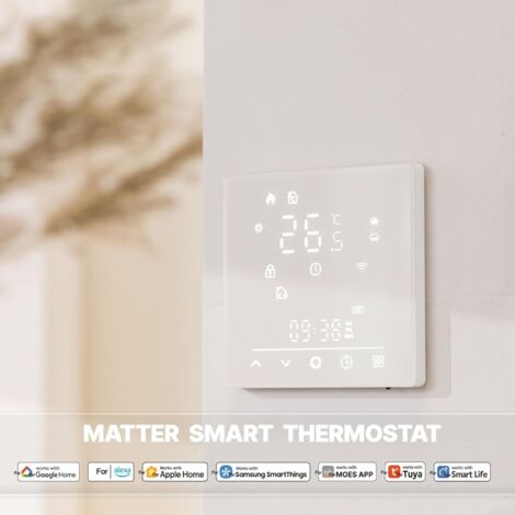 Thermostat de chauffage au sol intelligent pour chaudière, cheminée, WiFi, écran tactile, contrôleur de température avec station météo, application de contrôle 5A (1/4)