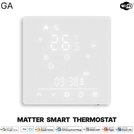 Thermostat intelligent pour chauffage au sol à eau, écran tactile, Wi-Fi, avec station météo et application de contrôle 5 A (1/4)