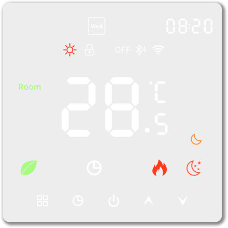Thermostat intelligent 16 A, écran tactile couleur LCD, thermostat de chauffage électrique programmable pour maison, hôtel, bureau, AC 90 à 240 V, matériau PC ignifuge, protection IP20, 41 x 86 x 86 m (1/4)