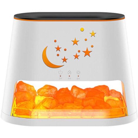 Diffuseur d'huiles essentielles, humidificateur à effet flamme, pierre de sel cristalline, lumière d'ambiance colorée, blanc XXW (1/4)