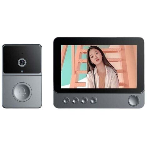 Sonnette sans fil sans Wi-Fi ni application avec caméra 1080P, sonnette vidéo extérieure étanche IP67 avec écran 4,3", vision nocturne, angle de vision de 170°, vision nocturne, interphone vidéo XXW